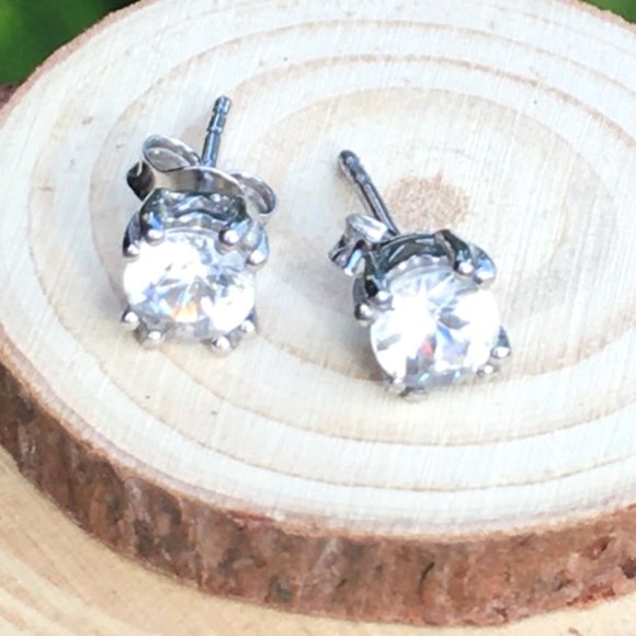 Cambodian Zircon Sterling Silver Earrings Natural Gemstones Studs - Picture 4 of 16